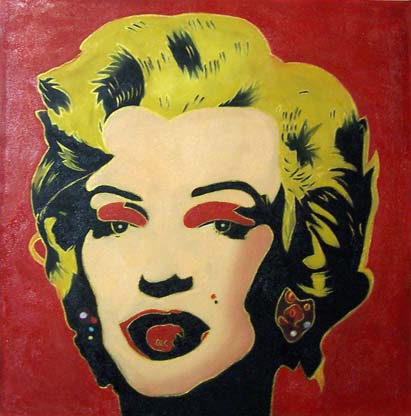Vendita falso d'autore Marylin sfondo rosso di Andy Warhol